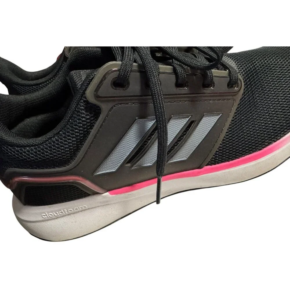 Adidas Women's EQ19 Cloud Foam Run Sneakers Black‎ & Pink Athletic Shoes
